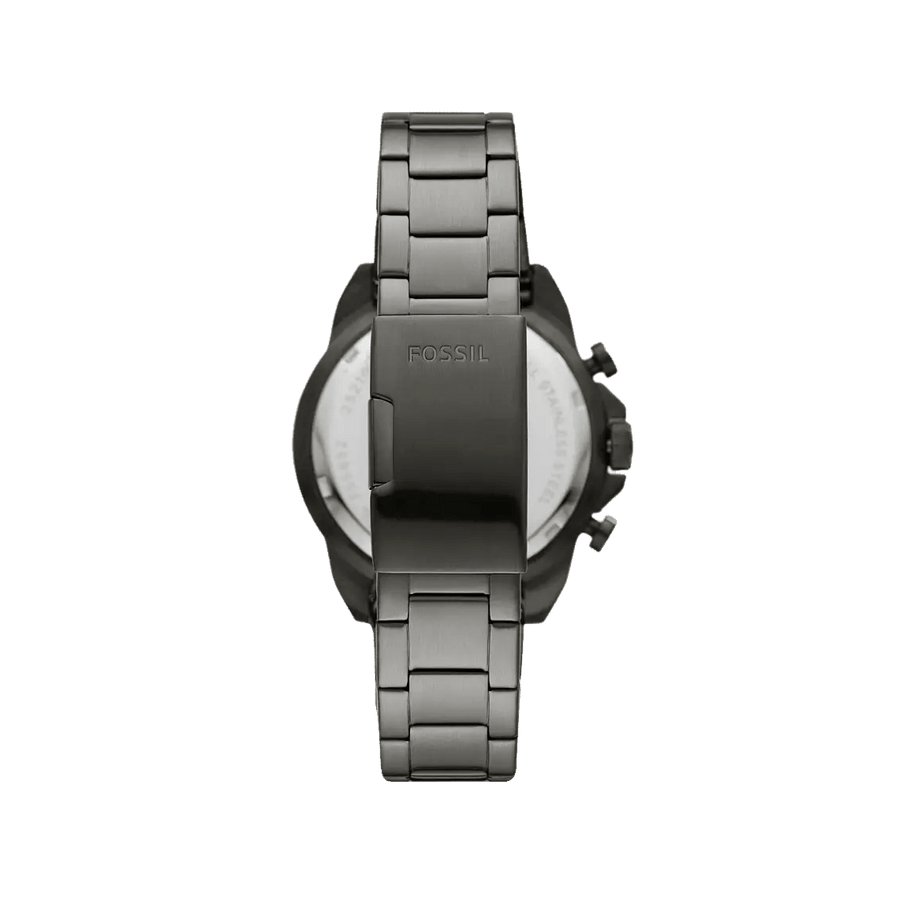 Fossil Bronson Chronograph Black Dial Grey Steel Strap Watch for Men - FS5852