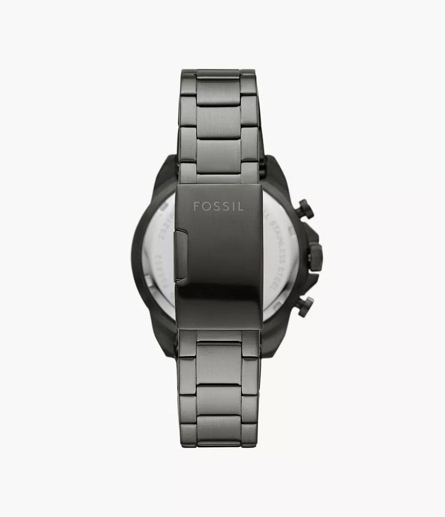 Fossil Bronson Chronograph Black Dial Grey Steel Strap Watch for Men - FS5852