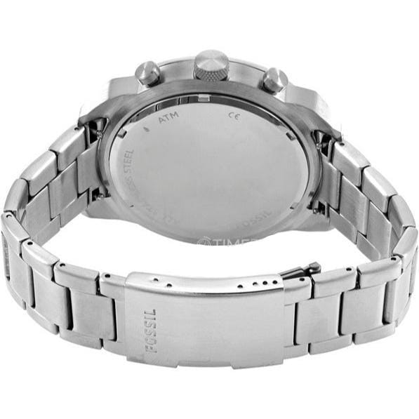 Fossil Bronson Chronograph Black Dial Silver Steel Strap Watch for Men - FS5710