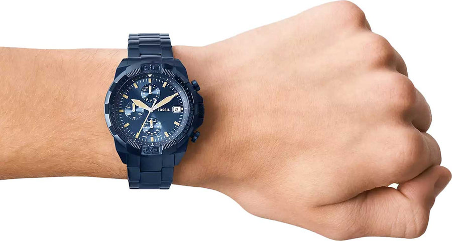 Fossil Bronson Chronograph Blue Dial Blue Steel Strap Watch for Men - FS5916