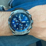 Fossil Bronson Chronograph Blue Dial Grey Steel Strap Watch for Men - FS5711