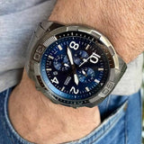 Fossil Bronson Chronograph Blue Dial Grey Steel Strap Watch for Men - FS5711
