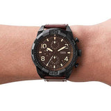 Fossil Bronson Chronograph Brown Dial Brown Leather Strap Watch for Men - FS5875