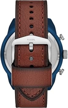 Fossil Bronson Chronograph Luggage Blue Dial Brown Leather Strap Watch for Men - FS5829