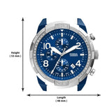 Fossil Bronson Chronograph Luggage Blue Dial Brown Leather Strap Watch for Men - FS5829