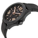 Fossil Cecile Multifunction Black Dial Black Leather Strap Watch for Men - AM4523