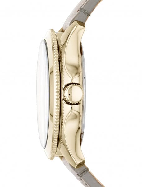 Fossil Cecile Champagne Dial Grey Leather Strap Watch for Women - AM4529