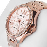 Fossil Cecile Rose Gold Dial Rose Gold Steel Strap Watch for Women - AM4483