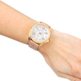 Fossil Cecile White Dial Beige Leather Strap Watch for Women - AM4532