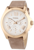 Fossil Cecile White Dial Beige Leather Strap Watch for Women - AM4532