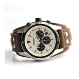 Fossil Coachman Chronograph White Dial Brown Leather Strap Watch for Men - CH2890