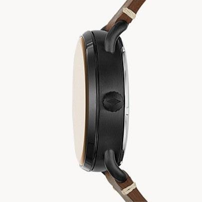 Fossil Commuter Automatic Black Dial Brown Leather Strap Watch for Men - ME3158