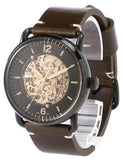 Fossil Commuter Automatic Black Dial Brown Leather Strap Watch for Men - ME3158