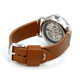 Fossil Commuter Automatic Skeleton Blue Dial Brown Leather Strap Watch for Men - ME3159