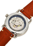 Fossil Commuter Automatic Skeleton Blue Dial Brown Leather Strap Watch for Men - ME3159