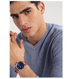 Fossil Commuter Blue Dial Blue Leather Strap Watch for Men - FS5325