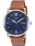 Fossil Commuter Blue Dial Blue Leather Strap Watch for Men - FS5325
