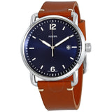 Fossil Commuter Blue Dial Blue Leather Strap Watch for Men - FS5325