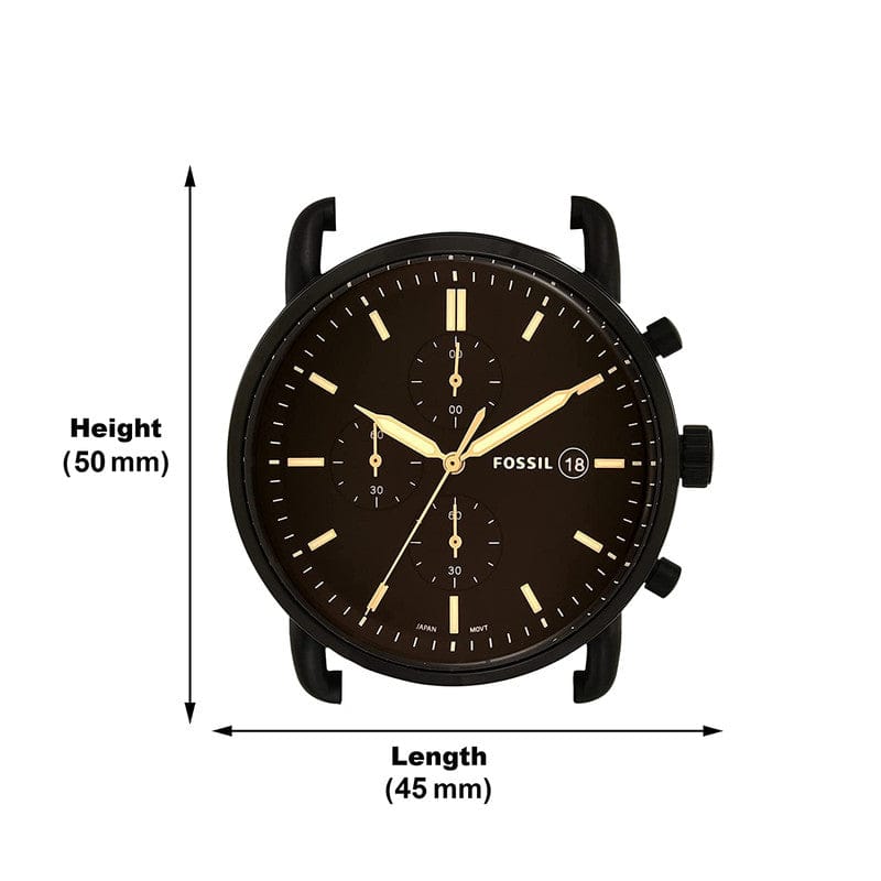 Fossil Commuter Chronograph Black Dial Brown Leather Strap Watch for Men - FS5403