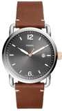 Fossil Commuter Grey Dial Brown Leather Strap Watch for Men - FS5417