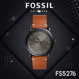 Fossil Commuter Three Hand Date Black Dial Brown Leather Strap Watch for Men - FS5276
