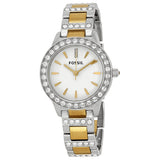 Fossil Jesse Crystals White Dial Two Tone Steel Strap Watch for Women - ES2409