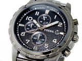 Fossil Dean Chronograph Black Dial Black Steel Strap Watch for Men - FS4721