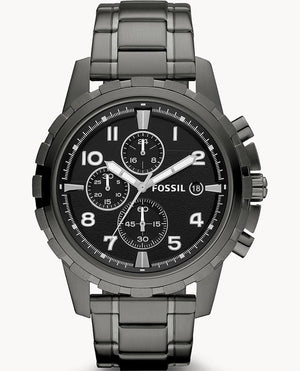 Fossil Dean Chronograph Black Dial Black Steel Strap Watch for Men - FS4721