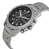 Fossil Dean Chronograph Black Dial Silver Steel Strap Watch for Men - FS4542