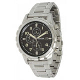 Fossil Dean Chronograph Black Dial Silver Steel Strap Watch for Men - FS4542