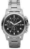 Fossil Dean Chronograph Black Dial Silver Steel Strap Watch for Men - FS4542