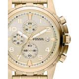 Fossil Dean Chronograph Champagne Dial Gold Steel Strap Watch for Men - FS4867