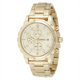 Fossil Dean Chronograph Champagne Dial Gold Steel Strap Watch for Men - FS4867