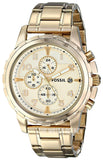 Fossil Dean Chronograph Champagne Dial Gold Steel Strap Watch for Men - FS4867