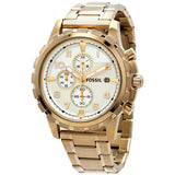 Fossil Dean Chronograph Champagne Dial Gold Steel Strap Watch for Men - FS4867