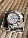 Fossil Dean Chronograph White Dial Silver Steel Strap Watch for Men - FS4795