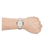 Fossil Dean Chronograph White Dial Silver Steel Strap Watch for Men - FS4795