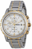 Fossil Dean Chronograph White Dial Silver Steel Strap Watch for Men - FS4795