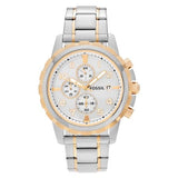 Fossil Dean Chronograph White Dial Silver Steel Strap Watch for Men - FS4795