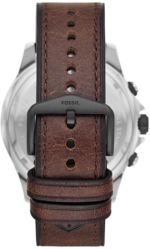 Fossil Dillinger Chronograph White Dial Brown Leather Strap Watch for Men - FS5674