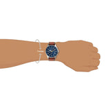 Fossil Dillinger Luggage Chronograph Blue Dial Brown Leather Strap Watch for Men - FS5675