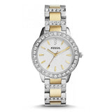 Fossil Jesse Crystals White Dial Two Tone Steel Strap Watch for Women - ES2409