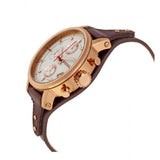 Fossil Boyfriend White Dial Brown Leather Strap Watch for Women - ES3616