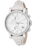 Fossil Boyfriend White Dial Beige Leather Strap Watch for Women - ES3811