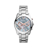 Fossil Perfect Boyfriend Mother of Pearl Blue Dial Silver Steel Strap Watch for Women - ES3880