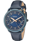 Fossil Tailor Blue Dial Blue Leather Strap Watch for Women - ES4092