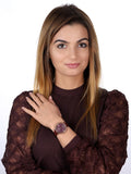 Fossil Jacqueline Burgundy Dial Burgundy Leather Strap Watch for Women  - ES4099