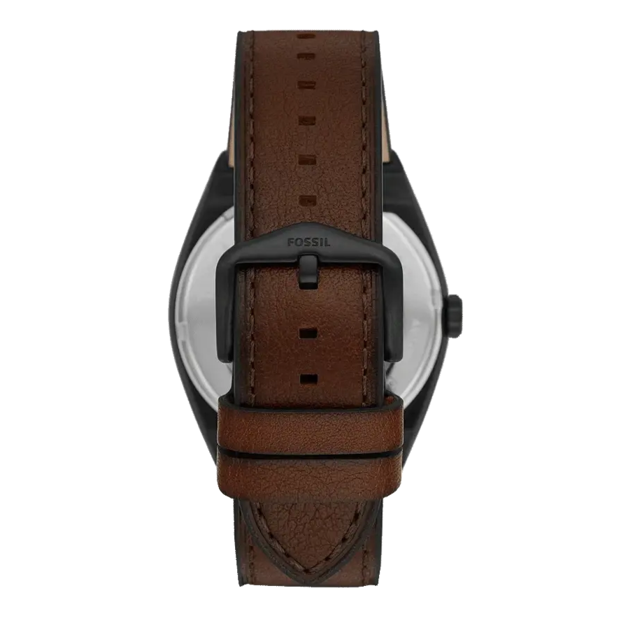 Fossil Everett Automatic Analog Black Dial Brown Leather Strap Watch for Men - ME3207