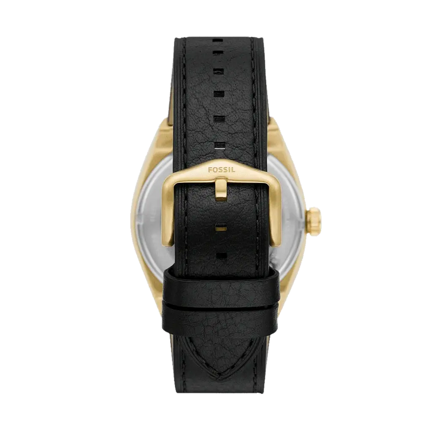 Fossil Everett Automatic Skeleton Black Dial Black Leather Strap Watch for Men - ME3208