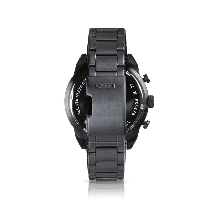 Fossil Everett Chronograph Black Dial Black Steel Strap Watch for Men - FS5797